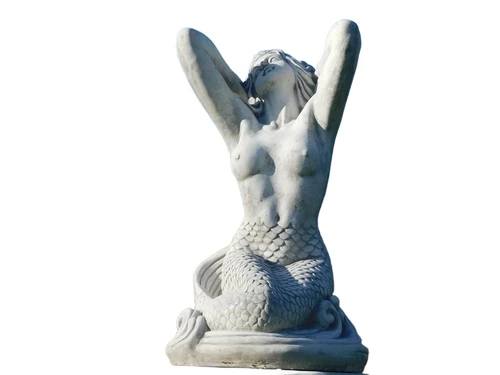 Statue Meerjungfrau auf Sockel - 115 cm - Massivstein