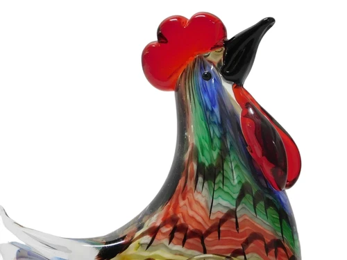 Glass Statue of Rooster - 18 cm