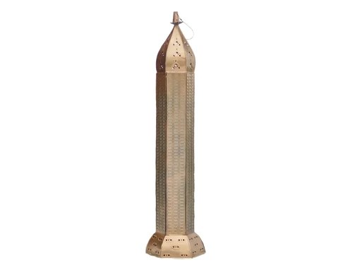 Large Metal Lantern  | Standing or Hanging | Gold coloured | 110 cm high