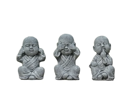 Hear, see and speak no evil - stone - grey with white