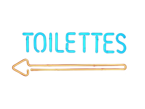Neon <-- Toilettes - 56 cm - Blau mit Rot
