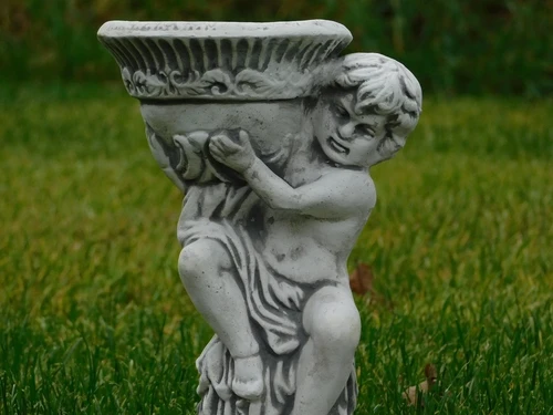 Pair of Angel Statues with Pot - 2 Pieces - Stone