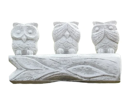 Owls - hear, see & speak no evil - full of stone