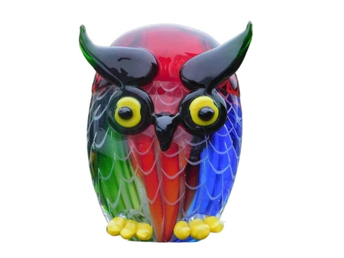 Glass owl statue - in colour