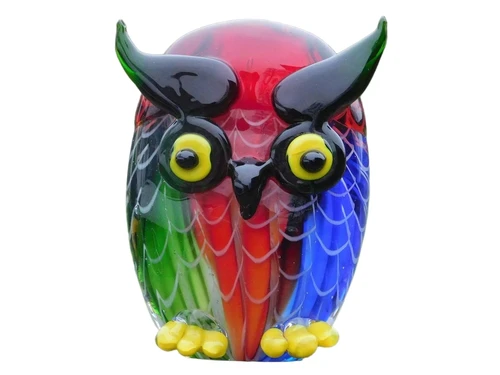 Glass owl statue - in colour