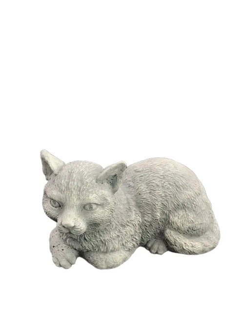 A beautiful lying cat, made of stone, beautiful in detail