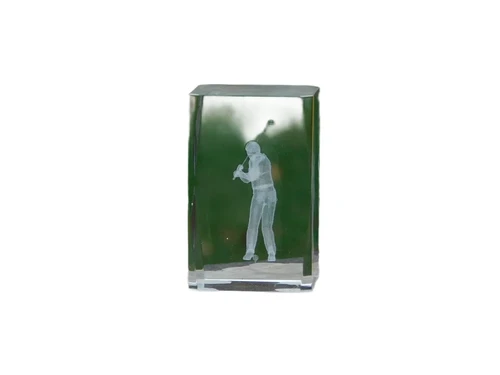 Statue golfer in glass - 3D - marble base