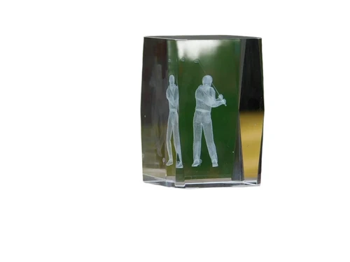 Statue golfer in glass - 3D - marble base