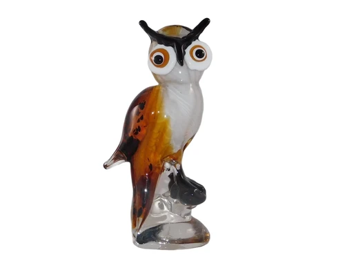Glass sculpture Brown Owl in Murano style