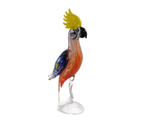 Glasskulptur Papagei im Muranostil