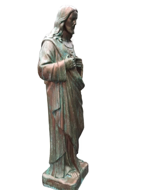 Jesus sacred heart statue, full stone, color copper look, beautiful appearance!!