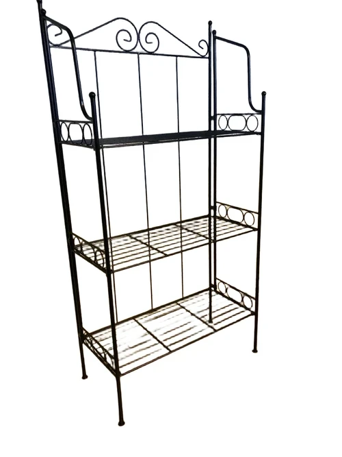 Schöne Metall-Etagere, schönes Schmiedeeisen schwarz, leicht zu verstauen, zusammenklappbar