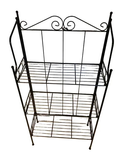 Schöne Metall-Etagere, schönes Schmiedeeisen schwarz, leicht zu verstauen, zusammenklappbar