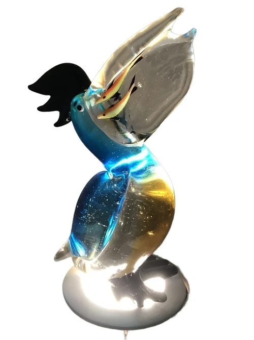 Beautiful glass-blown pelican, full of color.