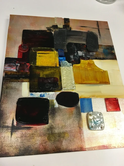 Wall decoration glass on canvas, very special and beautiful!!