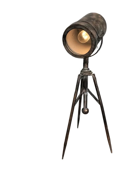 Filmlamp small, metaal koper-zwart op 3 poot, fraai!!