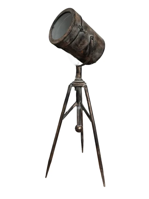 Filmlamp small, metaal koper-zwart op 3 poot, fraai!!