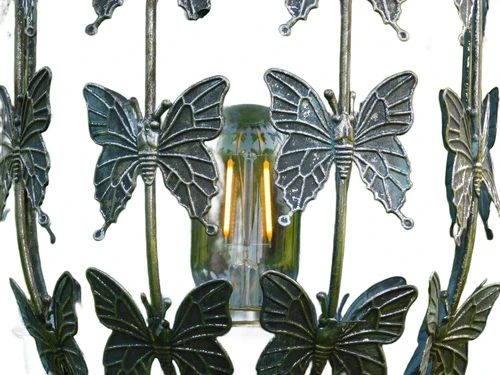 Lantern with Butterflies - Metal - Oval - Includes Lighting