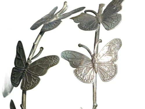 Lantern with Butterflies - Metal - Round - Lighting included