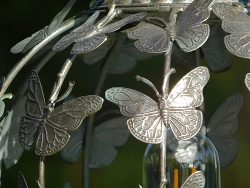Lantern with Butterflies - Metal - Round - Lighting included