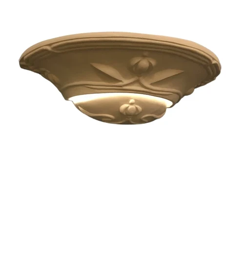 Mooie strakke wandlamp in terracotta steen, zeer fraai, art nouveau, jugendstyle.