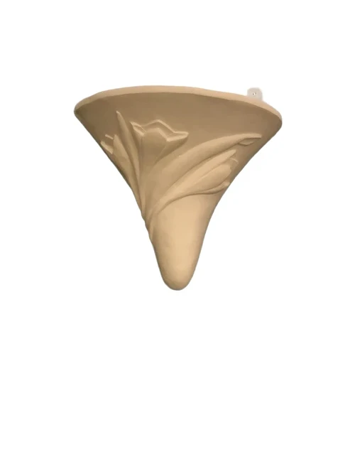 Mooie strakke wandlamp in wit ,terracotta steen zeer fraai, art nouveau, jugendstyle.