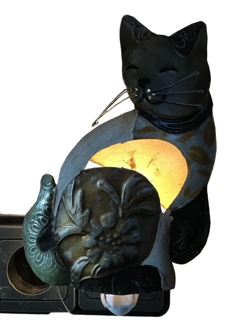 Nachtlicht mit Bild einer Katze, Metall, einfach schön!