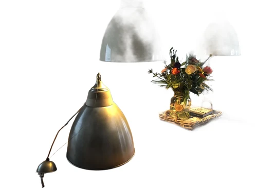 Prachtige By-boo hanglamp, metaal- hout afzetting.