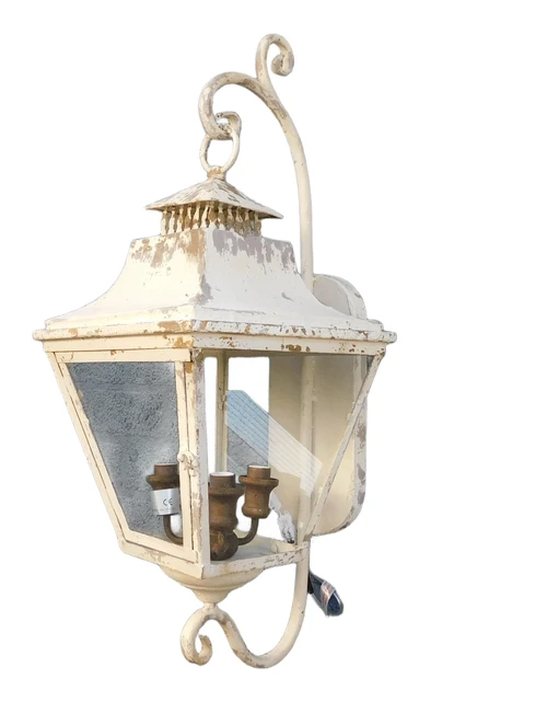 Prachtige vintage wandlamp crème - voor binnen & buiten