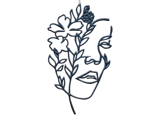 Face with Flowers - 50 cm - Outline Wall decoration