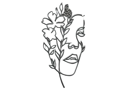 Face with Flowers - 50 cm - Outline Wall decoration