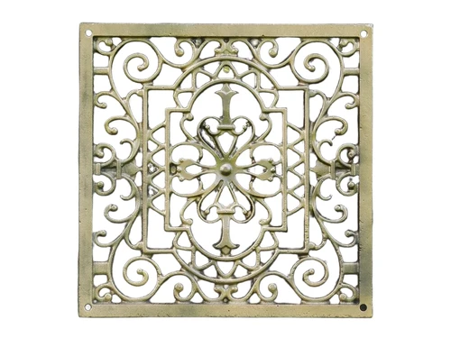 Air grille / Wall sign - Square - Gold bronze - Cast iron