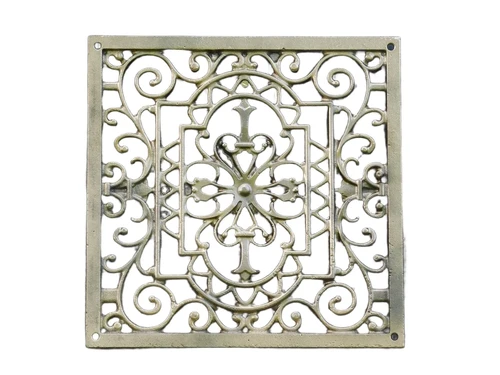 Air grille / Wall sign - Square - Gold bronze - Cast iron