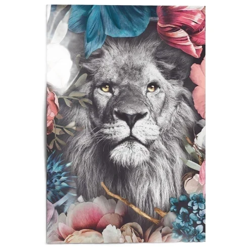Painting Lion with Flowers - 90 x 60 cm