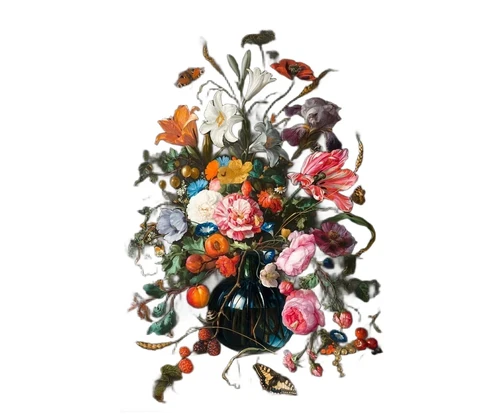 Gemälde Stilleben - Blumen auf Vase - 90 x 60 cm