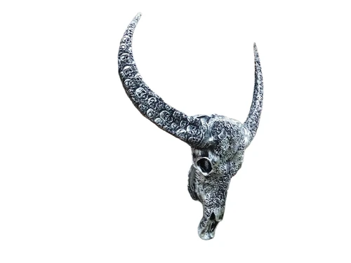 Stierkopf XL mit Schädeln – 85 x 80 cm – Polystone