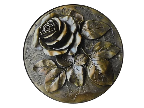 Wall sign Rose with Leaf - Metal
