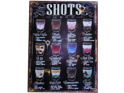 Wall sign Shots - 33 cm - Full in Colour - Metal