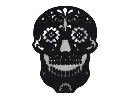 Wandschild Totenkopf - 40 cm - Mattschwarz - Metall