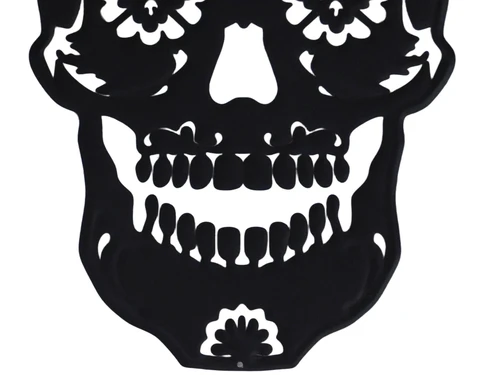 Wandschild Totenkopf - 40 cm - Mattschwarz - Metall