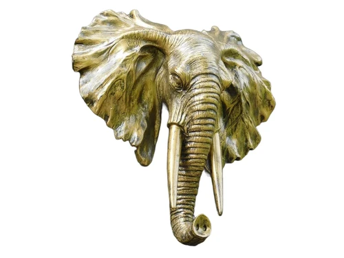 Wall ornament Elephant - Gold with Black - Polystone