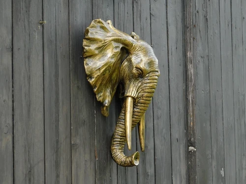 Wall ornament Elephant - Gold with Black - Polystone
