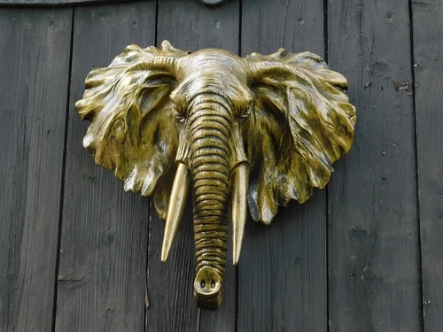 Wall ornament Elephant - Gold with Black - Polystone