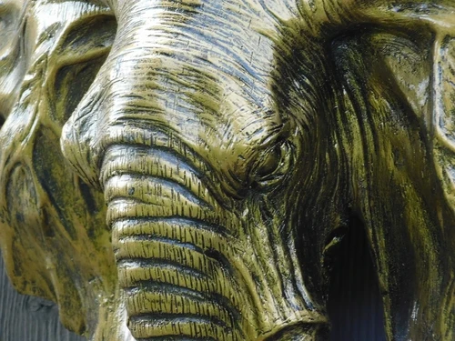 Wall ornament Elephant - Gold with Black - Polystone