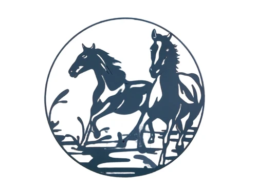 Wall ornament Horses - Black - Metal - Round