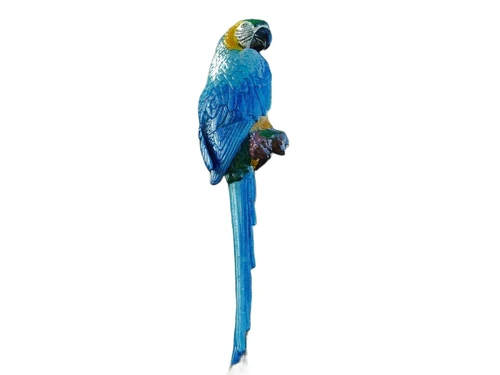 Blauwe Papegaai XL - Gietijzer - Kleurrijke Wanddecoratie