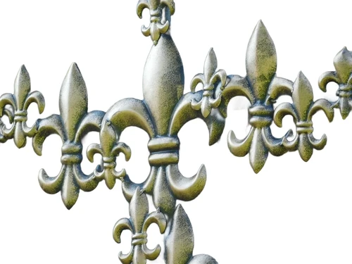 Großes Kreuz mit französischen Lilien - Metall - Schwarz mit Bronze - Wandornament