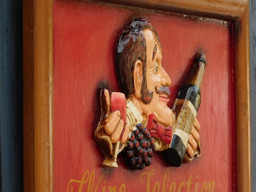 Classic Wall Sign Wood -Wine Selection - 3D