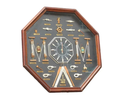 Maritime Wall Decoration with Ship Knots and Clock - 66 cm