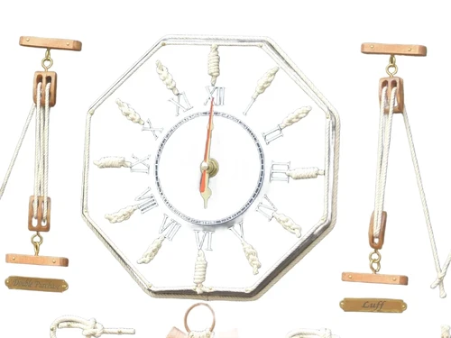 Maritime Wall Decoration with Ship Knots and Clock - 66 cm